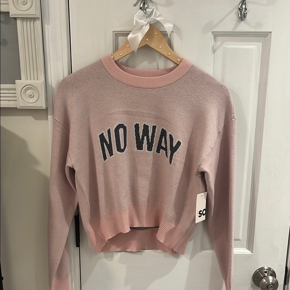 SO Pink Sweater with 'No Way' Design